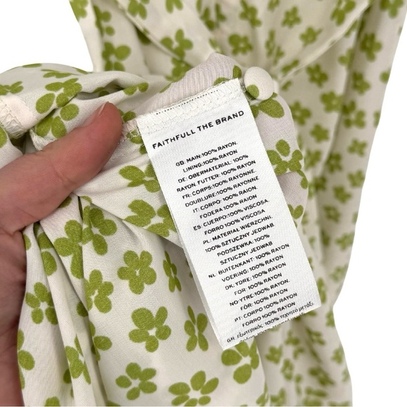 Faithfull the Brand NWT 4 Rubinetti Gita Green Floral Puff Sleeve Midi Dress - Picture 10 of 13